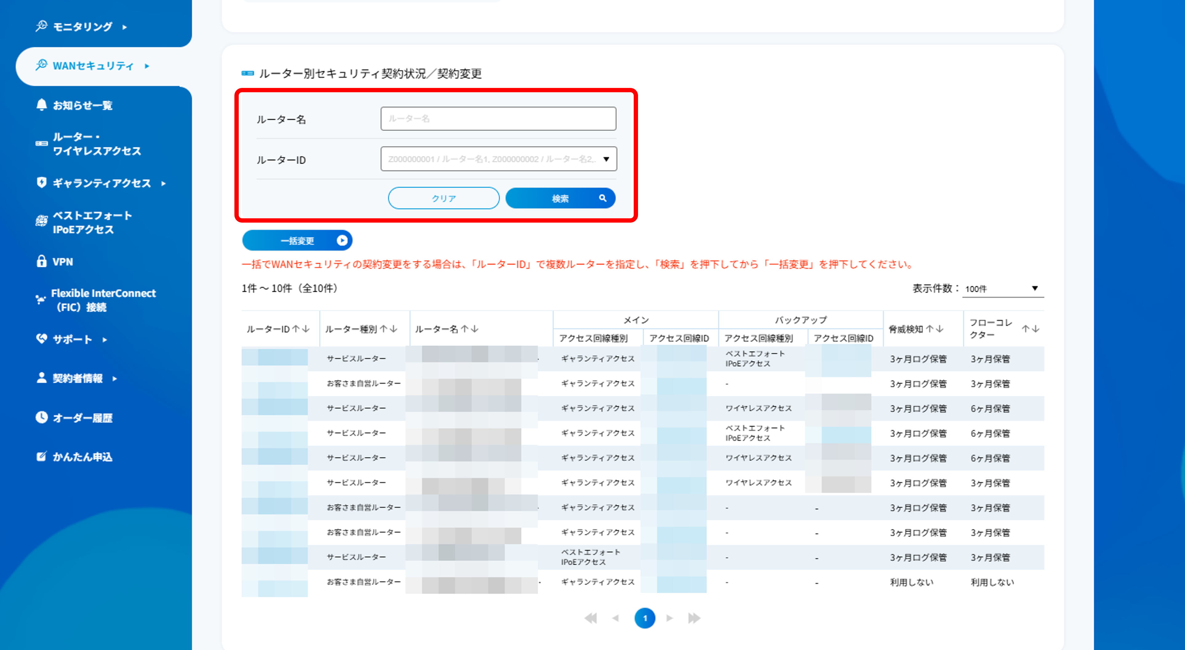 ルーター別セキュリティ契約状況